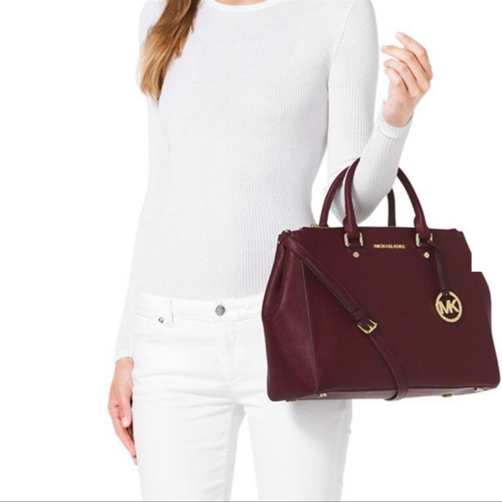 Michael Kors Maroon Medium Saffiano Leather Purse